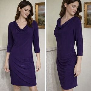 Jacob Shirred Cowl Neck Stretch Sheath Dress